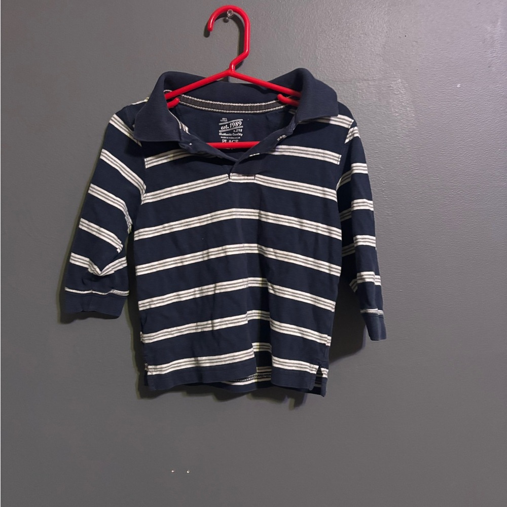 Children’s place blue striped vintage 100% cotton long sleeve polo size 3T